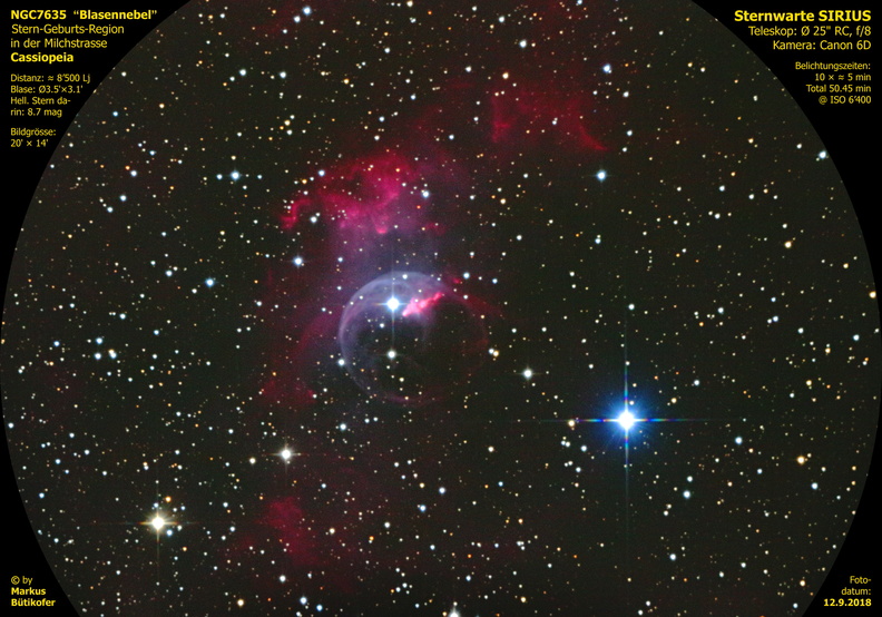 NGC 7635, Blasennebel