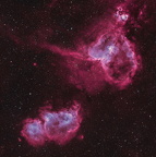 IC 1848 Sellennebel, NGC 1027, IC 1805 Herznebel, IC 1795 Fischkopfnebel, HOO Palette